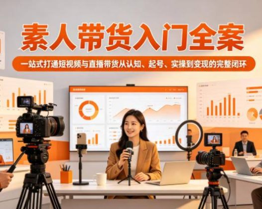 素人带货入门全案，一站式打通短视频与直播带货从认知、起号、实操到变现的完整闭环