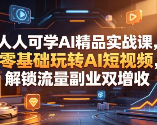 人人可学AI精品实战课，零基础玩转AI短视频，解锁流量副业双增收