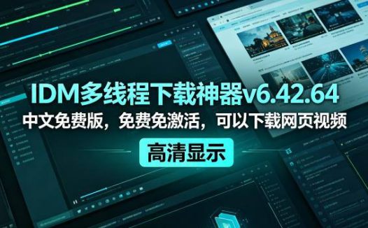 IDM多线程下载神器v6.42.64中文免费版，免费免激活，可以下载网页视频（例如飞书文档内的视频）