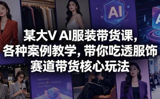 某大V AI服装带货课，各种案例教学，带你吃透服饰赛道带货核心玩法