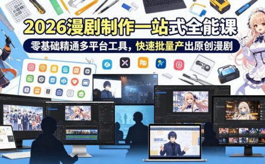 2026 AI漫剧制作一站式全能课，零基础精通多平台工具，快速批量产出原创漫剧