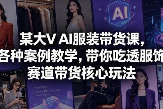 某大V AI服装带货课，各种案例教学，带你吃透服饰赛道带货核心玩法