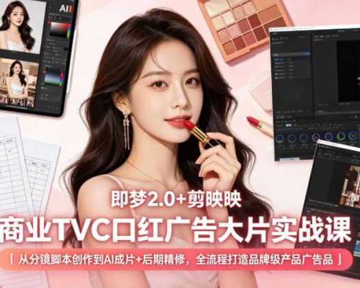 即梦2.0+剪映商业TVC口红广告大片实战课｜从分镜脚本创作到AI成片+后期精修，全流程打造品牌级产品广告